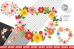 Floral Heart Clipart Product Image 1