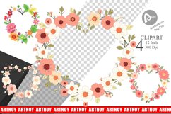 Floral Heart Clipart Product Image 1