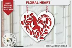 Floral Heart Laser Cut Decoration. Layered Heart SVG Product Image 1