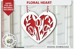 Floral Heart Laser Cut Decoration. Layered Heart SVG Product Image 1