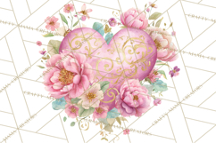 Valentine Hearts and Flowers Clipart, Watercolor Heart Png Product Image 2