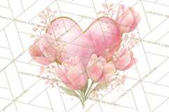 Valentine Hearts and Flowers Clipart, Watercolor Heart Png Product Image 5