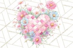 Valentine Hearts and Flowers Clipart, Watercolor Heart Png Product Image 2