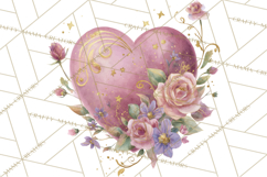 Valentine Hearts and Flowers Clipart, Watercolor Heart Png Product Image 3