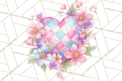 Valentine Hearts and Flowers Clipart, Watercolor Heart Png Product Image 4