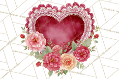 Valentine Hearts and Flowers Clipart, Watercolor Heart Png Product Image 5