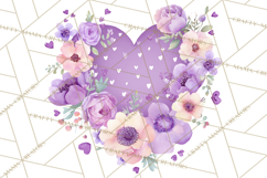 Valentine Hearts and Flowers Clipart, Watercolor Heart Png Product Image 2