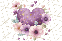 Valentine Hearts and Flowers Clipart, Watercolor Heart Png Product Image 3