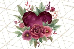 Valentine Hearts and Flowers Clipart, Watercolor Heart Png Product Image 4