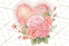 Valentine Hearts and Flowers Clipart, Watercolor Heart Png Product Image 5