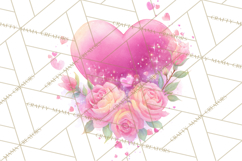 Valentine Hearts and Flowers Clipart, Watercolor Heart Png Product Image 3