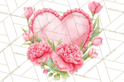 Valentine Hearts and Flowers Clipart, Watercolor Heart Png Product Image 4