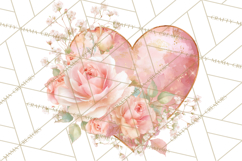 Valentine Hearts and Flowers Clipart, Watercolor Heart Png Product Image 5