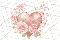 Valentine Hearts and Flowers Clipart, Watercolor Heart Png Product Image 2