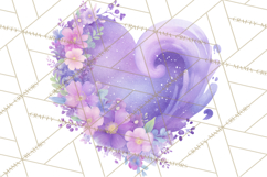 Valentine Hearts and Flowers Clipart, Watercolor Heart Png Product Image 3