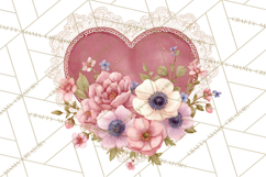 Valentine Hearts and Flowers Clipart, Watercolor Heart Png Product Image 4