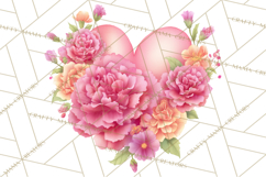 Valentine Hearts and Flowers Clipart, Watercolor Heart Png Product Image 5