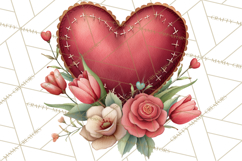 Valentine Hearts and Flowers Clipart, Watercolor Heart Png Product Image 2