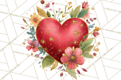 Valentine Hearts and Flowers Clipart, Watercolor Heart Png Product Image 3
