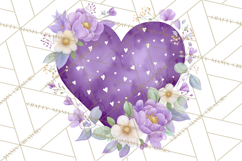 Valentine Hearts and Flowers Clipart, Watercolor Heart Png Product Image 2
