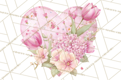 Valentine Hearts and Flowers Clipart, Watercolor Heart Png Product Image 4