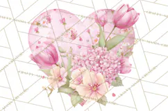 Valentine Hearts and Flowers Clipart, Watercolor Heart Png Product Image 4
