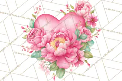 Valentine Hearts and Flowers Clipart, Watercolor Heart Png Product Image 2