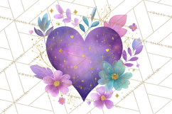 Valentine Hearts and Flowers Clipart, Watercolor Heart Png Product Image 3