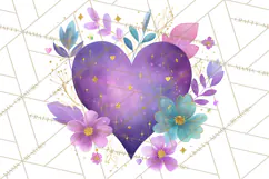 Valentine Hearts and Flowers Clipart, Watercolor Heart Png Product Image 3