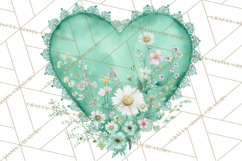 Valentine Hearts and Flowers Clipart, Watercolor Heart Png Product Image 5