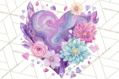 Valentine Hearts and Flowers Clipart, Watercolor Heart Png Product Image 3