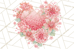 Valentine Hearts and Flowers Clipart, Watercolor Heart Png Product Image 4