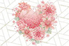 Valentine Hearts and Flowers Clipart, Watercolor Heart Png Product Image 4