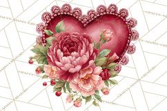 Valentine Hearts and Flowers Clipart, Watercolor Heart Png Product Image 5