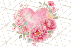 Valentine Hearts and Flowers Clipart, Watercolor Heart Png Product Image 2