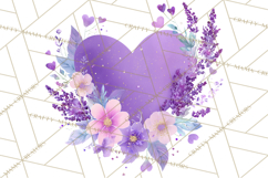 Valentine Hearts and Flowers Clipart, Watercolor Heart Png Product Image 4