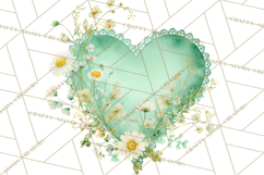 Valentine Hearts and Flowers Clipart, Watercolor Heart Png Product Image 5