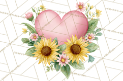 Valentine Hearts and Flowers Clipart, Watercolor Heart Png Product Image 2