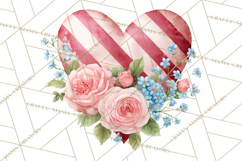 Valentine Hearts and Flowers Clipart, Watercolor Heart Png Product Image 3