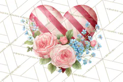 Valentine Hearts and Flowers Clipart, Watercolor Heart Png Product Image 3