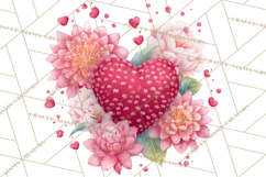 Valentine Hearts and Flowers Clipart, Watercolor Heart Png Product Image 4