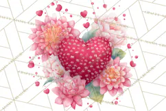 Valentine Hearts and Flowers Clipart, Watercolor Heart Png Product Image 4