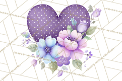 Valentine Hearts and Flowers Clipart, Watercolor Heart Png Product Image 2