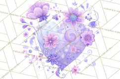 Valentine Hearts and Flowers Clipart, Watercolor Heart Png Product Image 5
