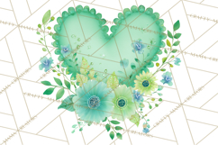 Valentine Hearts and Flowers Clipart, Watercolor Heart Png Product Image 2