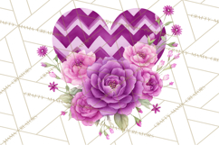 Valentine Hearts and Flowers Clipart, Watercolor Heart Png Product Image 3