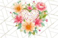 Valentine Hearts and Flowers Clipart, Watercolor Heart Png Product Image 5