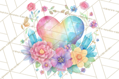 Valentine Hearts and Flowers Clipart, Watercolor Heart Png Product Image 2