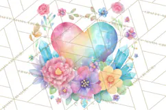 Valentine Hearts and Flowers Clipart, Watercolor Heart Png Product Image 2