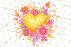 Valentine Hearts and Flowers Clipart, Watercolor Heart Png Product Image 3